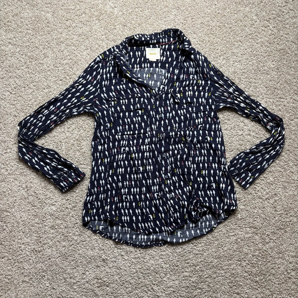 Maeve Wynwood Parrot Button Up Blouse